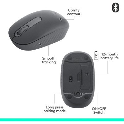 Logitech Souris M240 Silent Bluetooth Mouse - GRAPHITE -