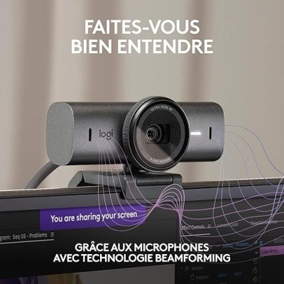 Logitech MX Brio Webcam de Collaboration et Streaming 4K Ultra HD-Graphite