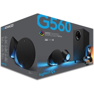 Logitech G560 Deux Haut-parleurs Gaming PC, Eclairage RGB LIGHTSYNC Synchronisé à vos Jeux - Noir