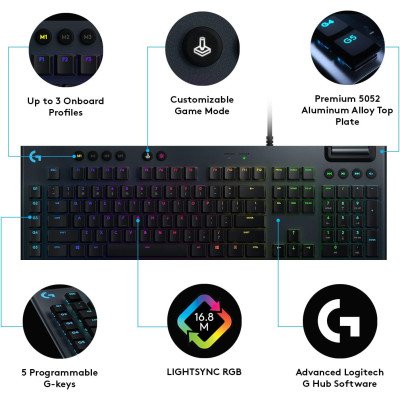 LOGITECH G815 Corded LIGHTSYNC Mechanical Gaming Keyboard - CARBON - FRA - TACTILE