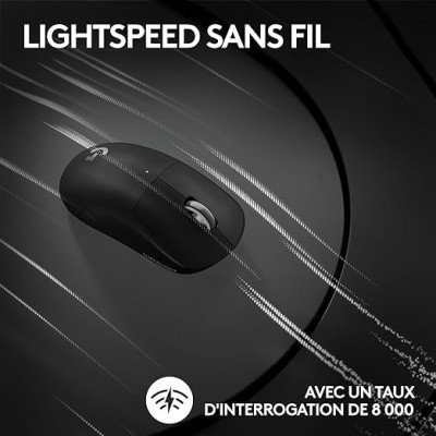 Logitech G PRO X SUPERLIGHT 2 LIGHTSPEED Souris gaming sans fil, 8K Polling, légère, 60g,  USB-C, PC/Mac - Noir