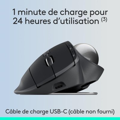 Logitech MX Ergo S souris trackball sans fil avancée, Graphite Logitech MX Ergo S souris trackball sans fil avancée, Graphite
