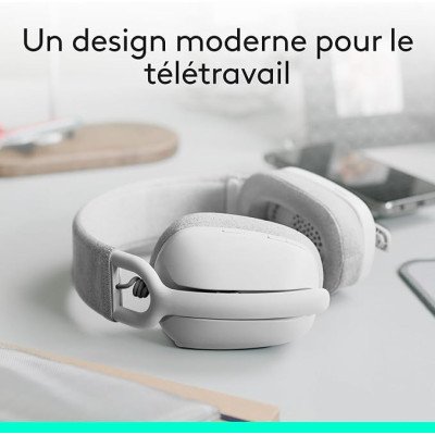 Logitech Zone Vibe 100 Casque d'écoute léger sans fil avec Micro anti-bruit de fond - Blanc Logitech Zone Vibe 100 Casque d'écoute léger sans fil avec Micro anti-bruit de fond - Blanc