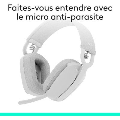 Logitech Zone Vibe 100 Casque d'écoute léger sans fil avec Micro anti-bruit de fond - Blanc Logitech Zone Vibe 100 Casque d'écoute léger sans fil avec Micro anti-bruit de fond - Blanc