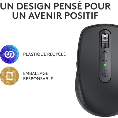 Logitech MX Anywhere 3S Souris Sans Fil Silencieuse, Bluetooth, Windows PC, Linux, Chrome, Mac - Graphite Logitech MX Anywhere 3S Souris Sans Fil Silencieuse, Bluetooth, Windows PC, Linux, Chrome, Mac - Graphite