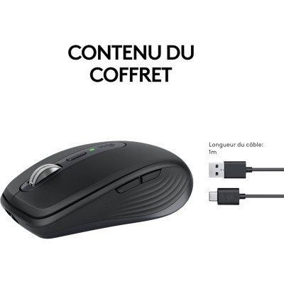 Logitech MX Anywhere 3S Souris Sans Fil Silencieuse, Bluetooth, Windows PC, Linux, Chrome, Mac - Graphite Logitech MX Anywhere 3S Souris Sans Fil Silencieuse, Bluetooth, Windows PC, Linux, Chrome, Mac - Graphite