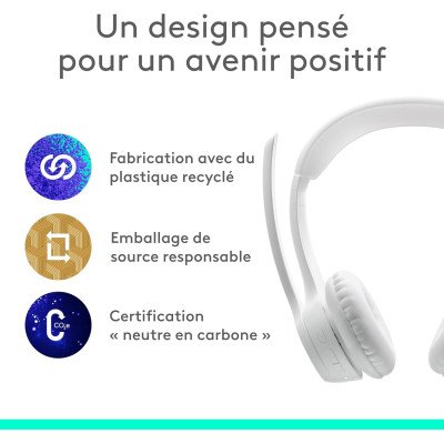 Logitech Zone 300 Casque Bluetooth sans Fil avec Microphone Anti-Parasite - Blanc