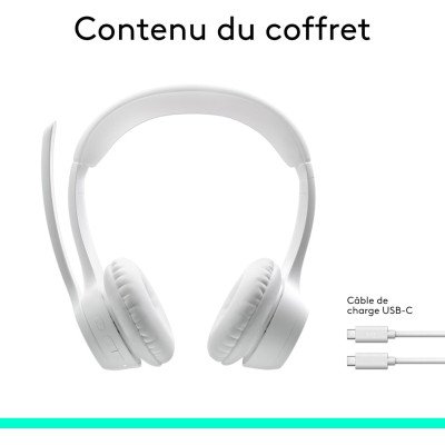 Logitech Zone 300 Casque Bluetooth sans Fil avec Microphone Anti-Parasite - Blanc