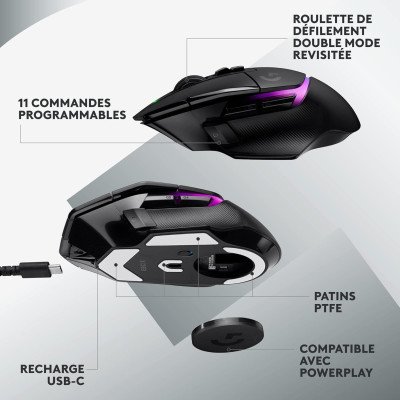 Logitech G G502 X PLUS LIGHTSPEED Souris Gaming RVB Sans Fil - Noir Logitech G G502 X PLUS LIGHTSPEED Souris Gaming RVB Sans Fil - Noir