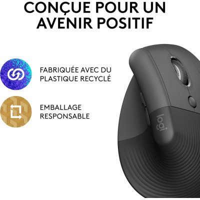 Logitech Lift Left Souris Ergonomique Verticale, Sans Fil, Bluetooth - GRAPHITE / Noire Logitech Lift Left Souris Ergonomique Verticale, Sans Fil, Bluetooth - GRAPHITE / Noire