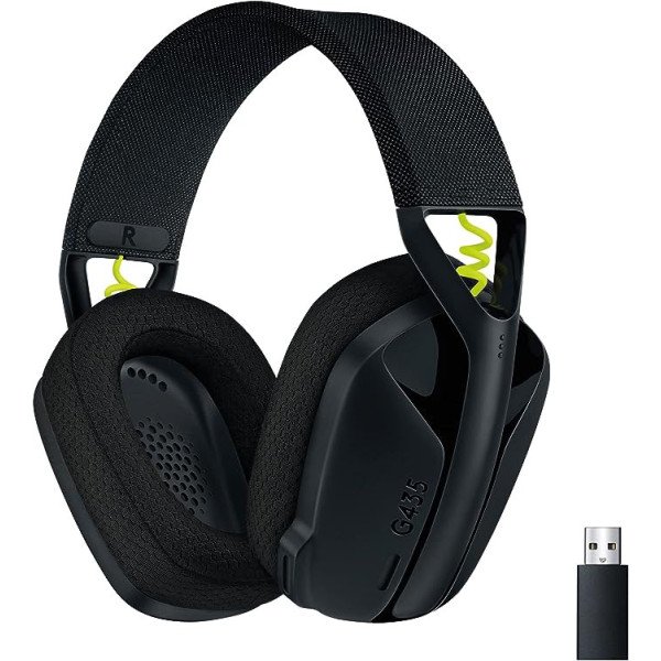 Logitech G435 LIGHTSPEED & Bluetooth sans Fil Casque Gamer léger circum-auriculaire, Micro intégré,  - Noir