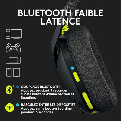 Logitech G435 LIGHTSPEED & Bluetooth sans Fil Casque Gamer léger circum-auriculaire, Micro intégré, - Noir Logitech G435 LIGHTSPEED & Bluetooth sans Fil Casque Gamer léger circum-auriculaire, Micro intégré, - Noir