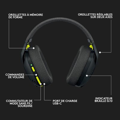 Logitech G435 LIGHTSPEED & Bluetooth sans Fil Casque Gamer léger circum-auriculaire, Micro intégré, - Noir Logitech G435 LIGHTSPEED & Bluetooth sans Fil Casque Gamer léger circum-auriculaire, Micro intégré, - Noir