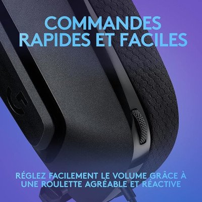 Logitech G335 Casque Gamer Filaire, avec Micro, Prise Audio 3,5 mm-Noir