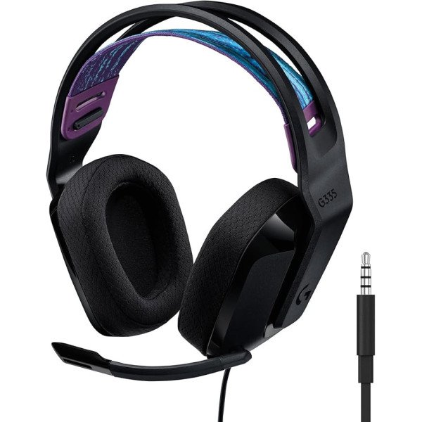 Logitech G335 Casque Gamer Filaire, avec Micro, Prise Audio 3,5 mm-Noir