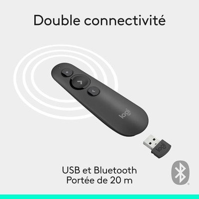 Logitech R500s de classe 1 Bluetooth et USB Télécommande de présentation laser/ Télécommande de présentation - - Gris foncé Logitech R500s de classe 1 Bluetooth et USB Télécommande de présentation laser/ Télécommande de présentation - - Gris foncé