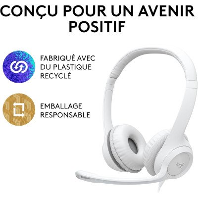 Logitech Casque HEADSET - H390 USB Computer Headset - OFF-WHITE