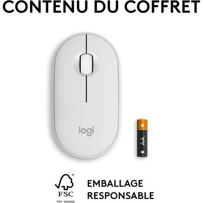 Logitech Pebble Mouse 2 M350s - TONAL WHITE - BT