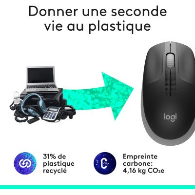 M190 Full-size wireless mouse - MID GREY - 2.4GHZ