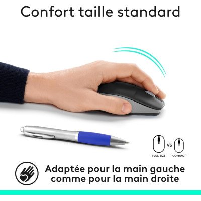 M190 Full-size wireless mouse - MID GREY - 2.4GHZ