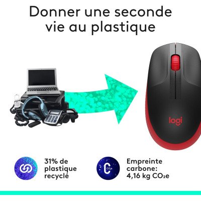 M190 Full-size wireless mouse - RED - 2.4GHZ