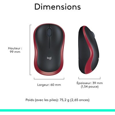Logitech Wireless Mouse M185 Red, WER Occident Pack