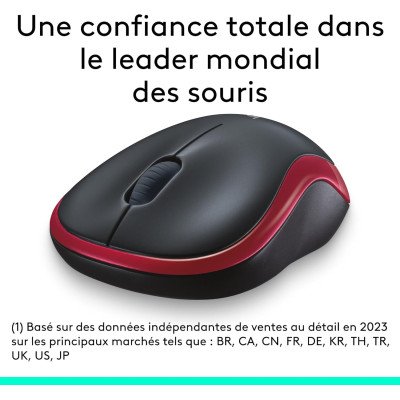 Logitech Wireless Mouse M185 Red, WER Occident Pack