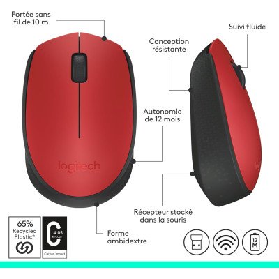 M171 Wireless Mouse - RED-K - 2.4GHZ -