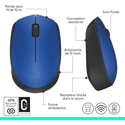 Logitech M171 Wireless Mouse - BLUE-K