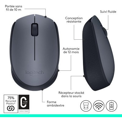 Logitech M170 Wireless Mouse - GREY-K